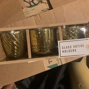 Glass votive holders- clear AND gold